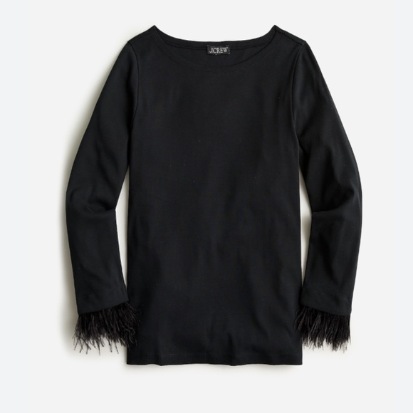 J.Crew Feather-trim long-sleeve shirt - Picture 1 of 3